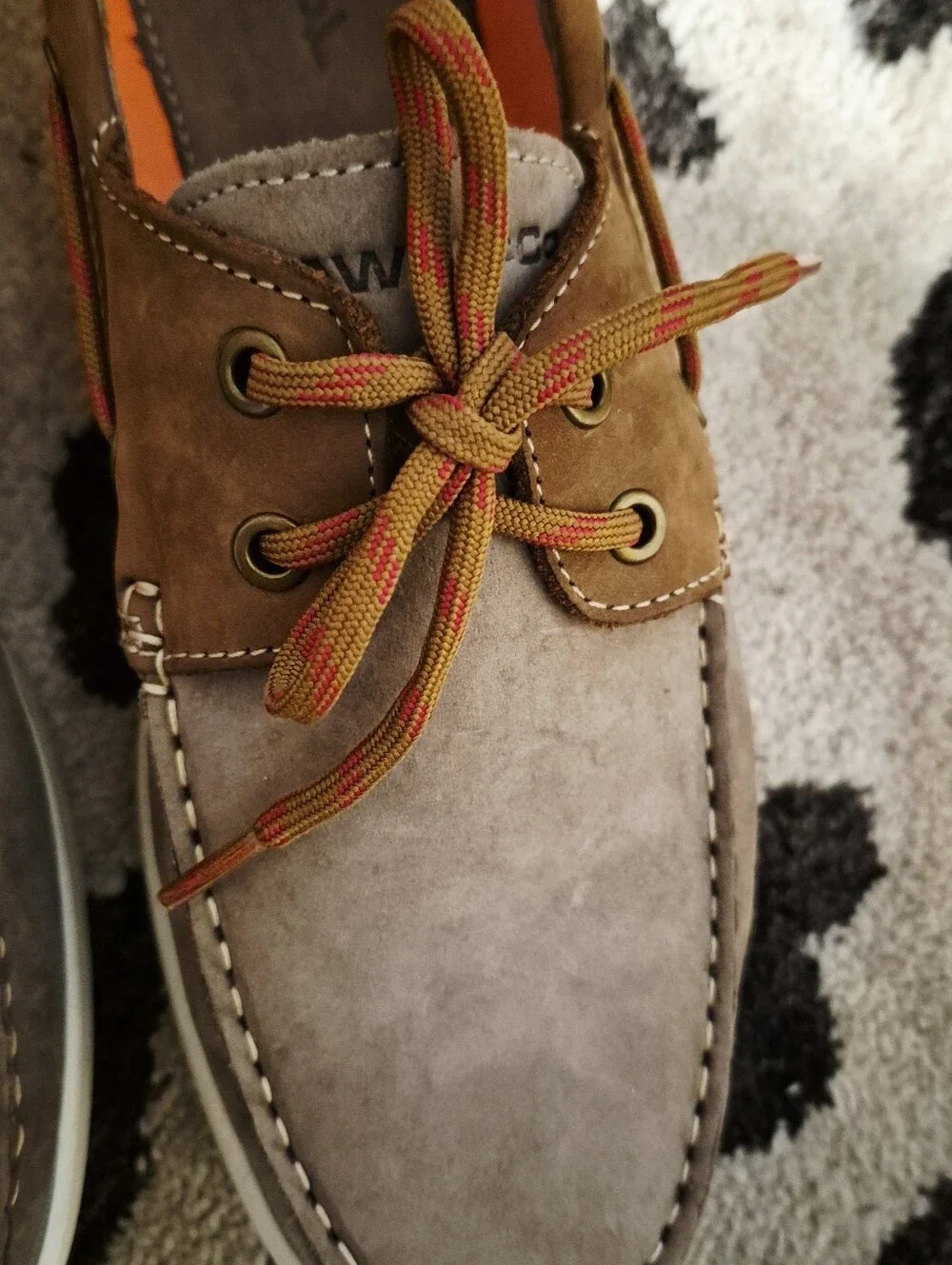 Hawke & Co. Genuine Nubuck LeatherMen's Laced Boat Shoes wCushioned Memory Foam